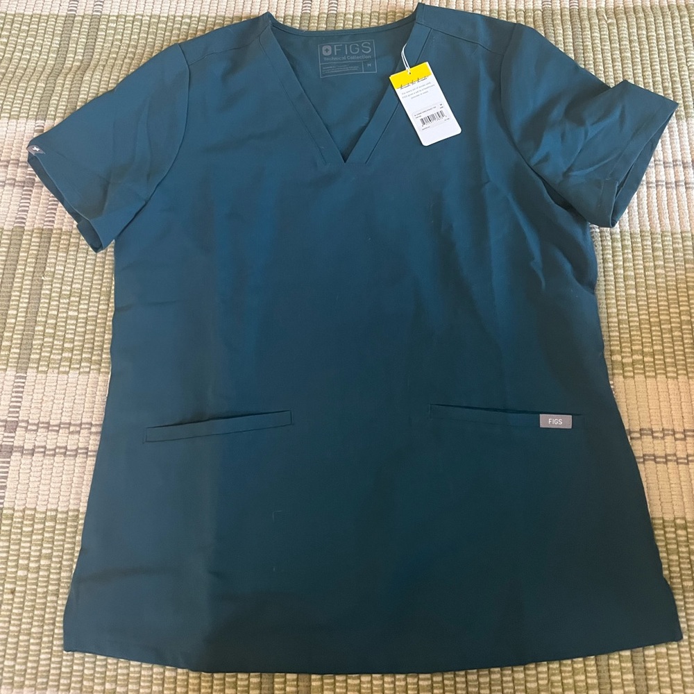 FIGS dark teal casma 3 pocket scrub top NWT